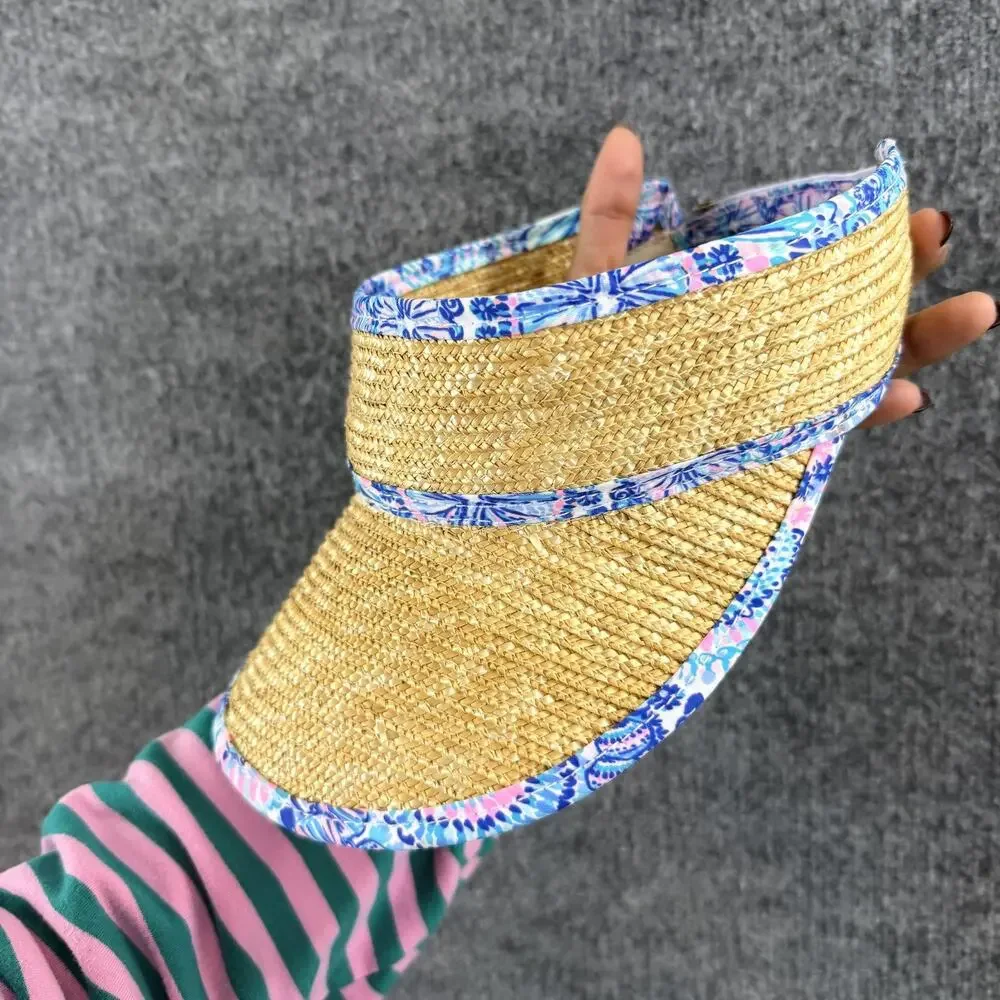 Lilly Pulitzer Straw Sun Visor Blue Grotto Commotion In The Ocean Resort Summer